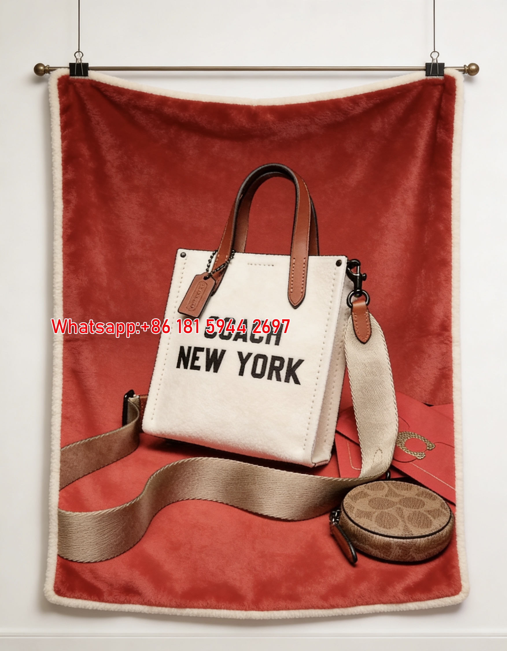 Coach New York Tote Bag Print Flannel Sofa Throw Blanket C262